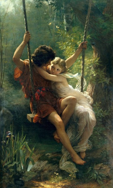 Romantic couple in spring painting-Spring by Pierre Auguste Cot